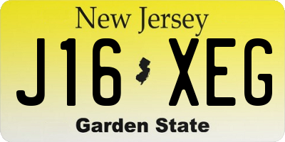 NJ license plate J16XEG