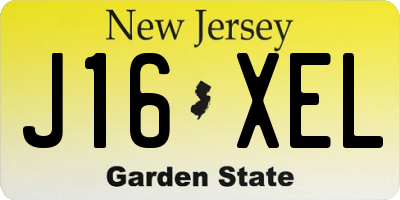 NJ license plate J16XEL