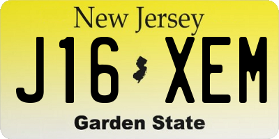 NJ license plate J16XEM