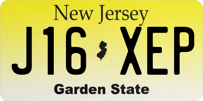 NJ license plate J16XEP