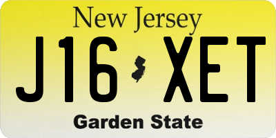 NJ license plate J16XET