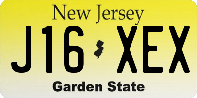 NJ license plate J16XEX