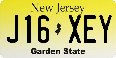 NJ license plate J16XEY