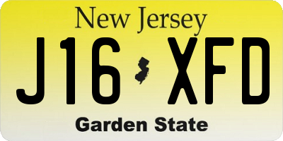 NJ license plate J16XFD