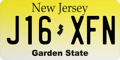 NJ license plate J16XFN