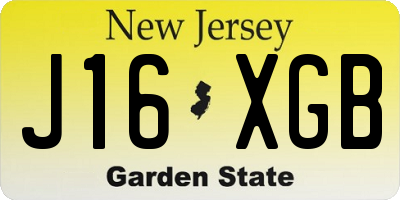 NJ license plate J16XGB