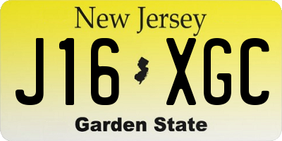 NJ license plate J16XGC