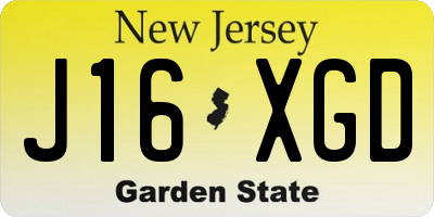 NJ license plate J16XGD