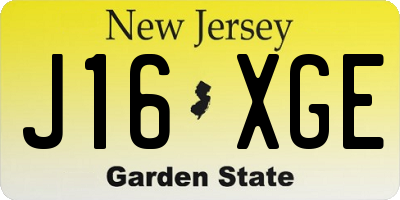 NJ license plate J16XGE