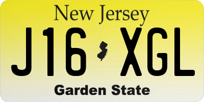 NJ license plate J16XGL