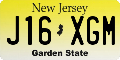 NJ license plate J16XGM