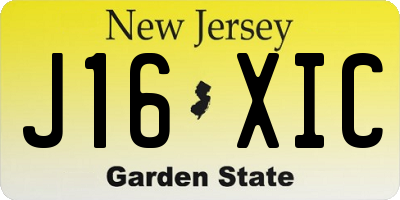 NJ license plate J16XIC