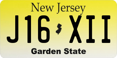 NJ license plate J16XII