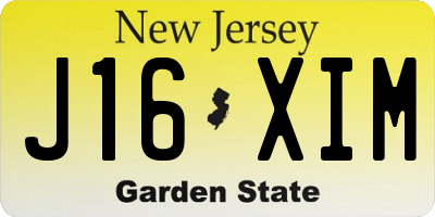 NJ license plate J16XIM