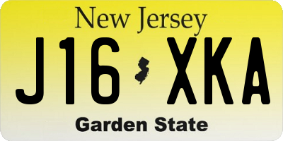NJ license plate J16XKA
