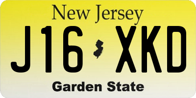 NJ license plate J16XKD