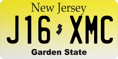 NJ license plate J16XMC