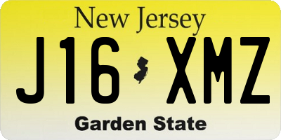 NJ license plate J16XMZ