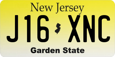 NJ license plate J16XNC