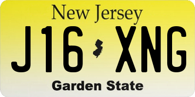 NJ license plate J16XNG