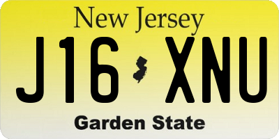 NJ license plate J16XNU