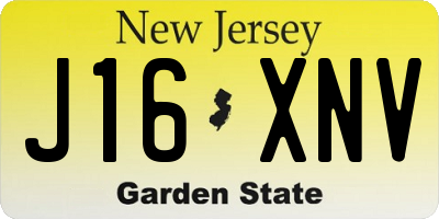 NJ license plate J16XNV