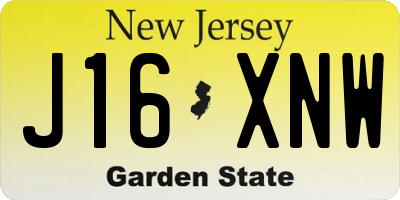 NJ license plate J16XNW