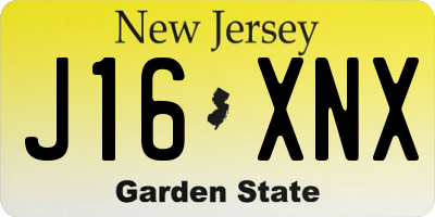 NJ license plate J16XNX