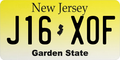 NJ license plate J16XOF
