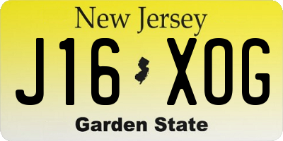 NJ license plate J16XOG