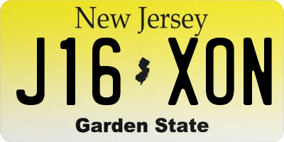 NJ license plate J16XON