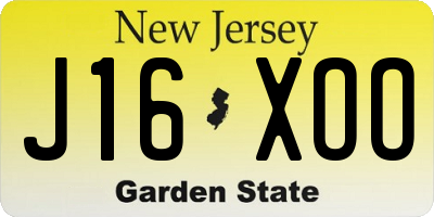 NJ license plate J16XOO
