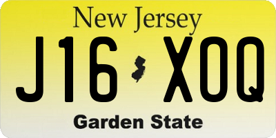 NJ license plate J16XOQ