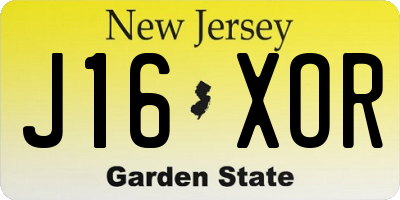 NJ license plate J16XOR