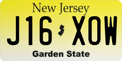 NJ license plate J16XOW