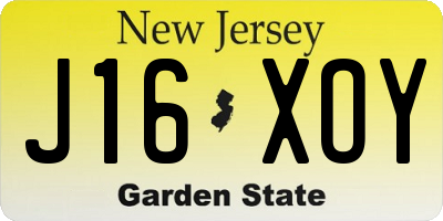 NJ license plate J16XOY