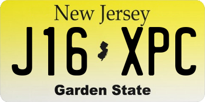 NJ license plate J16XPC