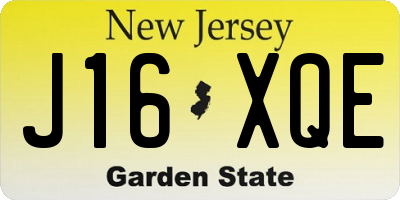 NJ license plate J16XQE