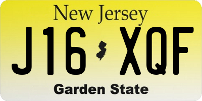 NJ license plate J16XQF