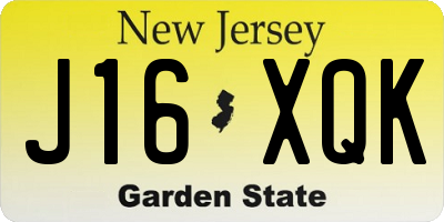 NJ license plate J16XQK