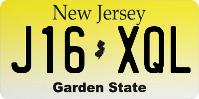 NJ license plate J16XQL