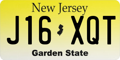NJ license plate J16XQT