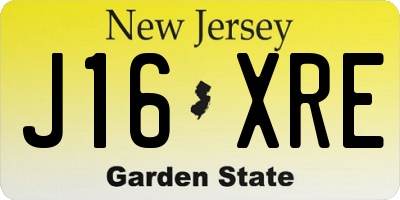 NJ license plate J16XRE