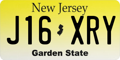 NJ license plate J16XRY