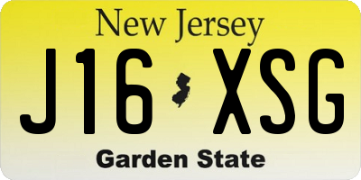 NJ license plate J16XSG
