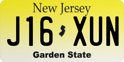 NJ license plate J16XUN