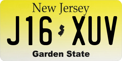 NJ license plate J16XUV