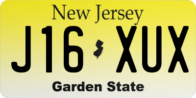 NJ license plate J16XUX