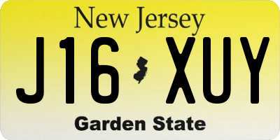NJ license plate J16XUY