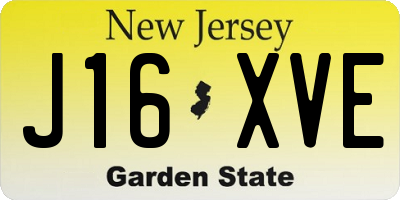 NJ license plate J16XVE